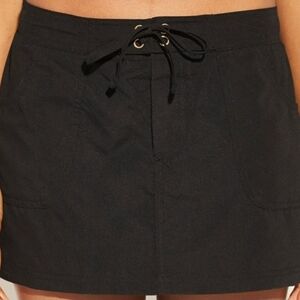 Black Swimming  Skirt with Lace-Up Detail